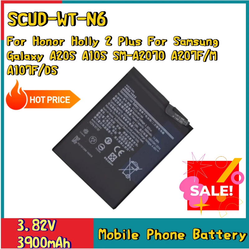 

New Replacement Mobile Phone Battery SCUD-WT-N6 3.82V 3900mAh For Honor Holly 2 Plus For Samsung Galaxy A20S A10S SM-A2070 F/M