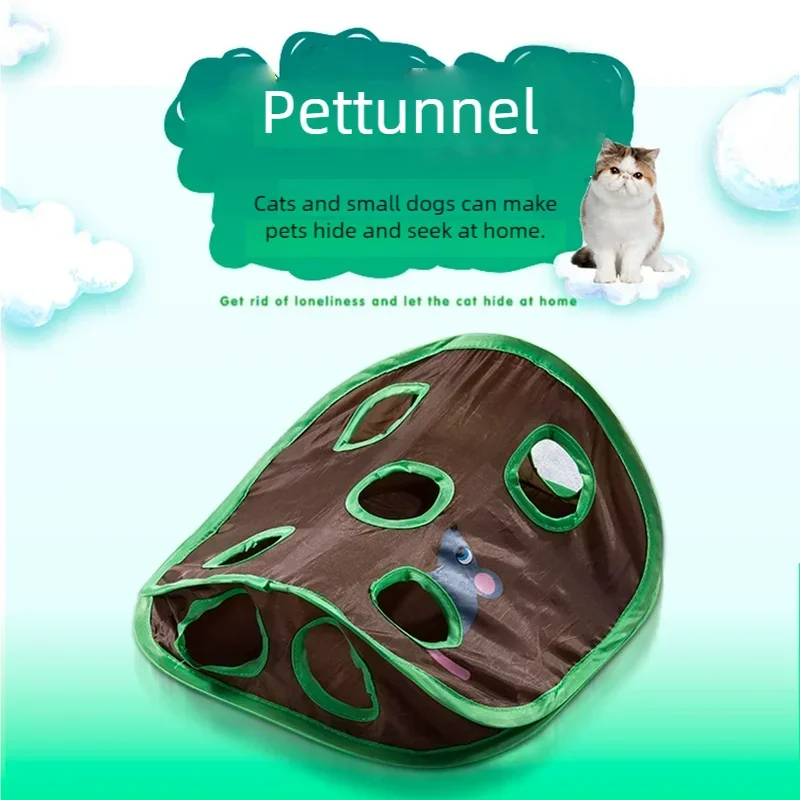 Juguete interactivo para gatos, túnel para gatos con agujero para ratón de nueve agujeros con sonido, bola de campana, rompecabezas, juguetes para gatos de interior, ejercicio, diversión de caza