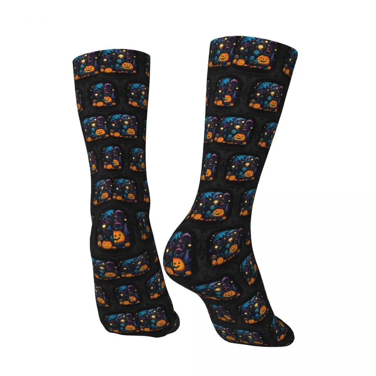 Calcetines de Halloween otoño peculiar calabaza brujas búhos medias góticas adultos hombres capaz calcetines patrón correr deportes calcetines antideslizantes