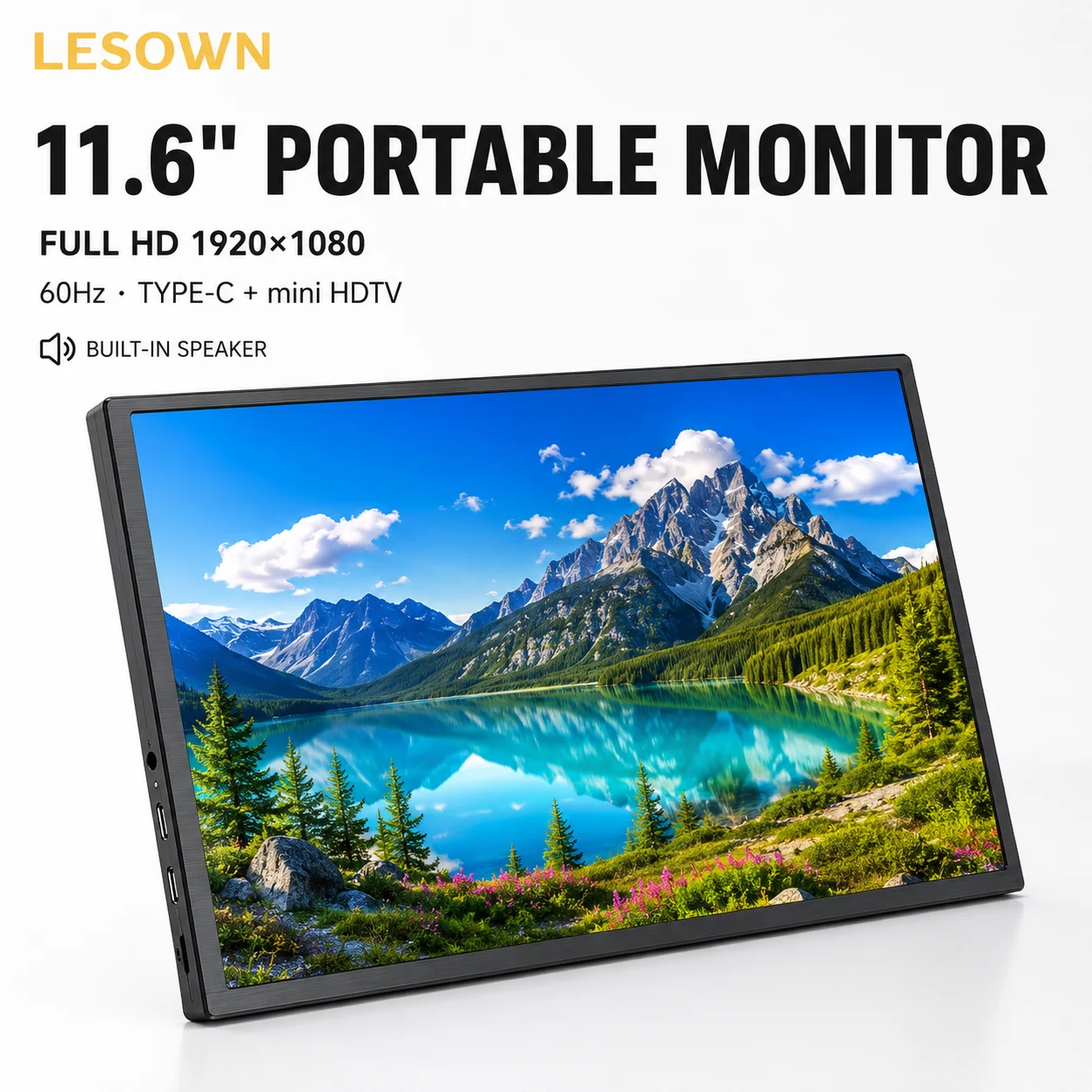 LESOWN 11.6 Inch Touch/NO Touch Screen Portable Monitor 1080P IPS 400 Nits USB C HDTV External Screen for Laptop Mini PC