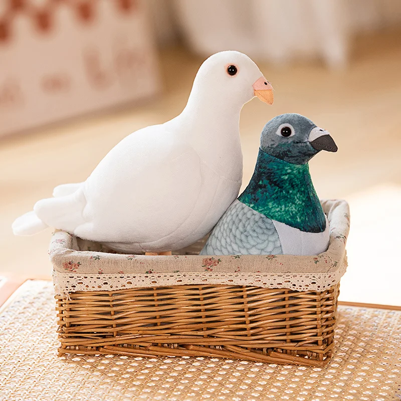 20cm Simulation Cute Pigeons Plush Toy Cute White Rock Pigeon Dolls Peace Doves Stuffed Soft Bird Model Room Decor Gifts