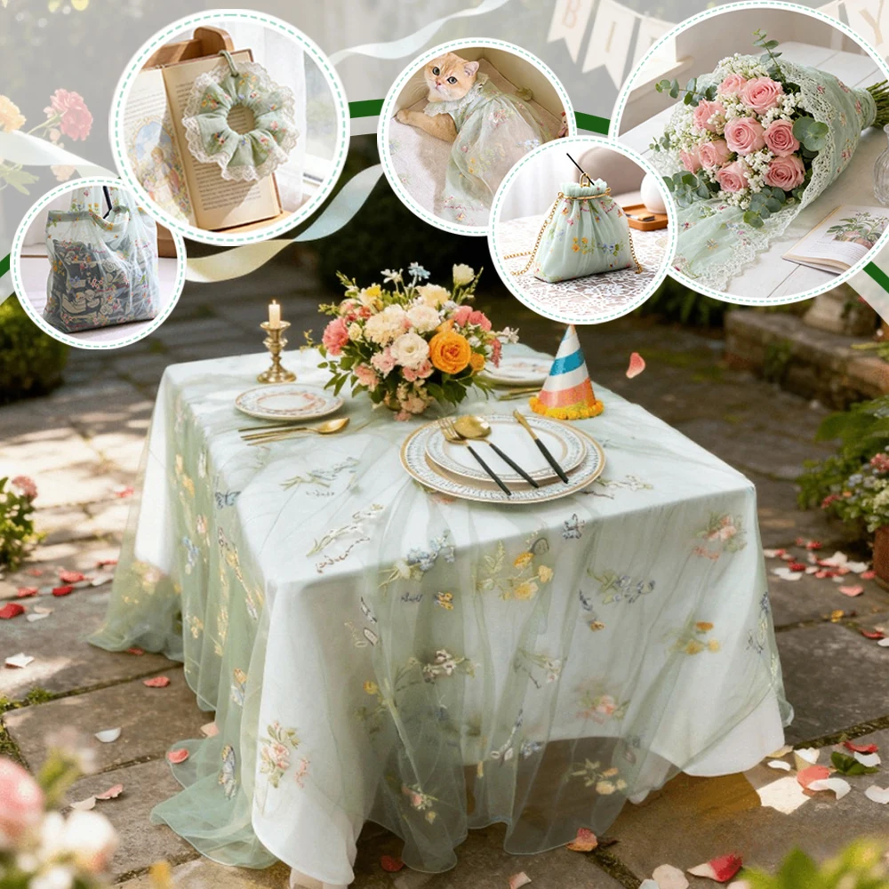 

1PC Tablecloth Rectangle Luxury Embroidery Lace Round Table Cover Flower Elegant Table JuppeTable Dining Cloth Table Flag Towels