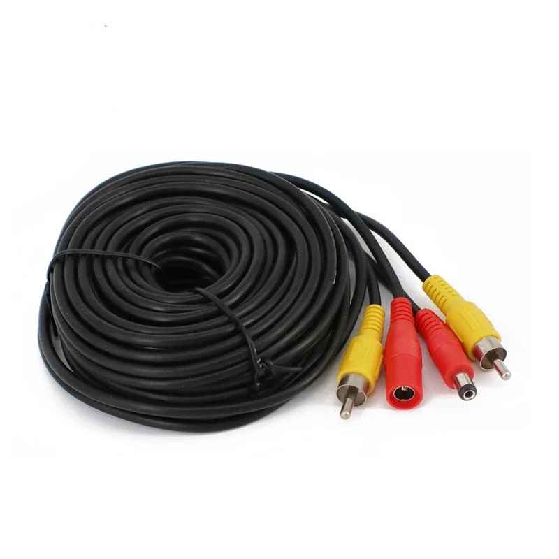 RCA Video AV DC Power Cable Audio & Video Cables Digital Cables For TV CCTV Car Truck Rearview Camera Kit 5M/10M/20M