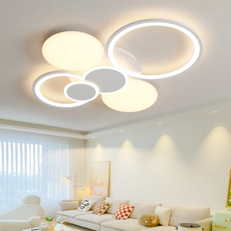 Luz de teto atmosférica simples, luz principal nórdica e cremosa para sala de estar