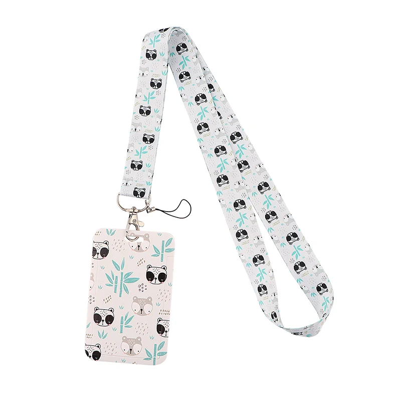 Lovely giant panda Manga  Lanyard Badge Holder ID Card Lanyards Cell Phone Rope Key Lanyard Neck Straps Keychain