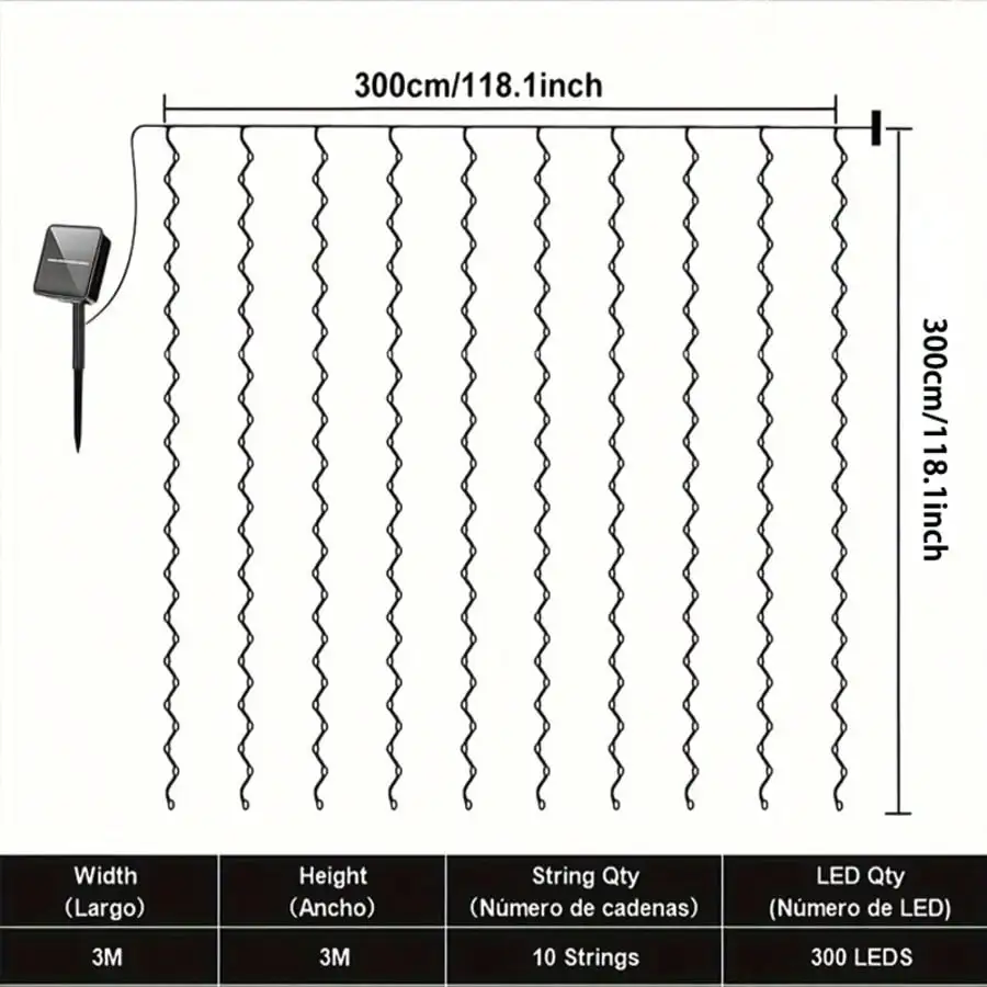 Solar-Vorhangleuchten: Wasserdicht, langlebig, weiß/gelb/farbig, solarbetrieben (Garten-/Hochzeits-/Party-Dekoration)