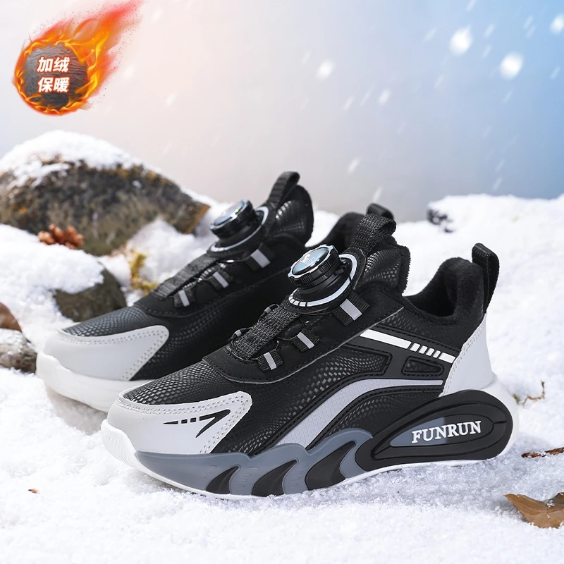 Winter Children Shoes Boys Sneaker PU Leather Kids School Casual Walking Warm Cotton Shoes Sports Tennis Sneaker for Boy