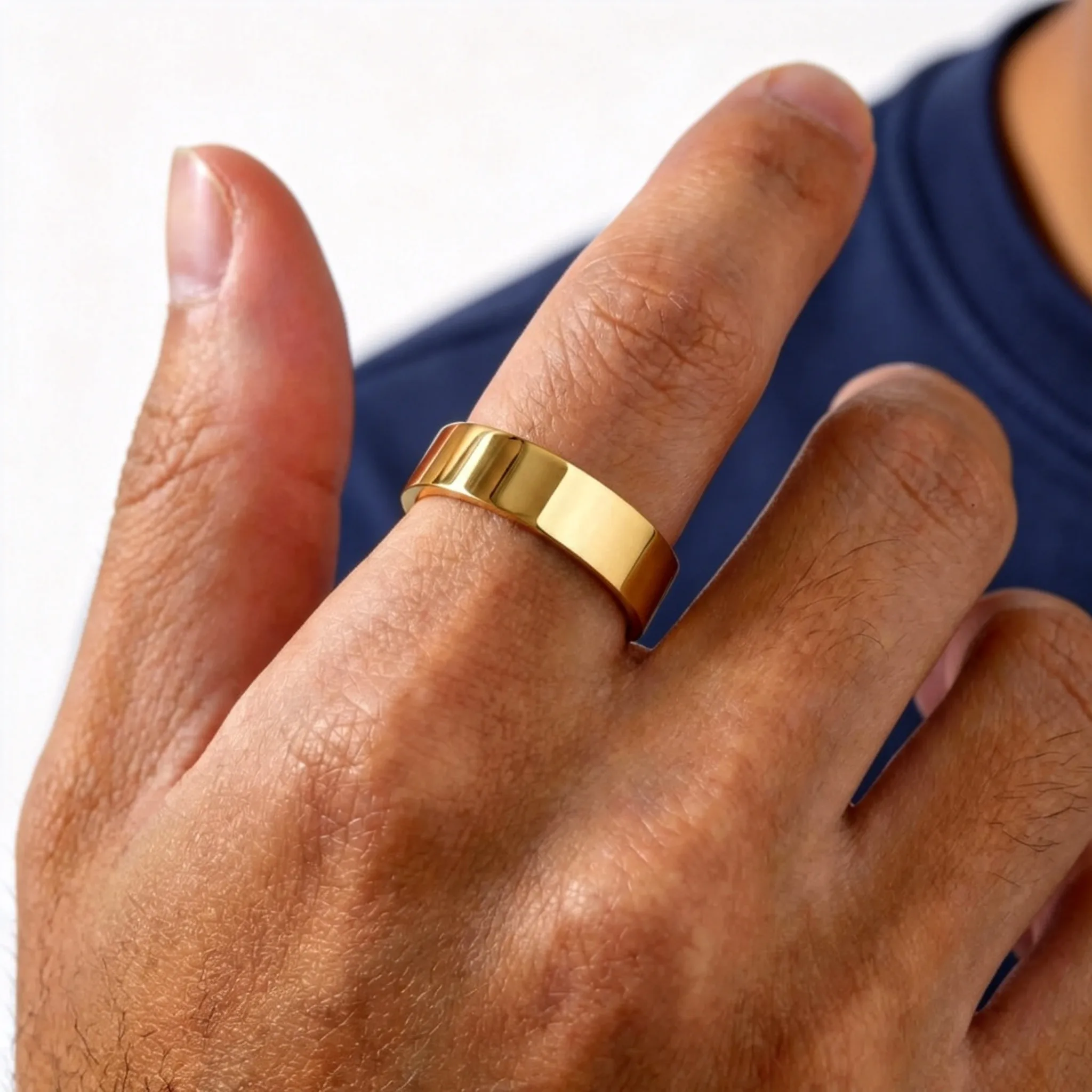 2/4/6/8mm Stainless Steel Bend Ring for Men Women,Gold Plated Flat Wedding Ring Engagement Ring,Gift for Dad Son Husband Him