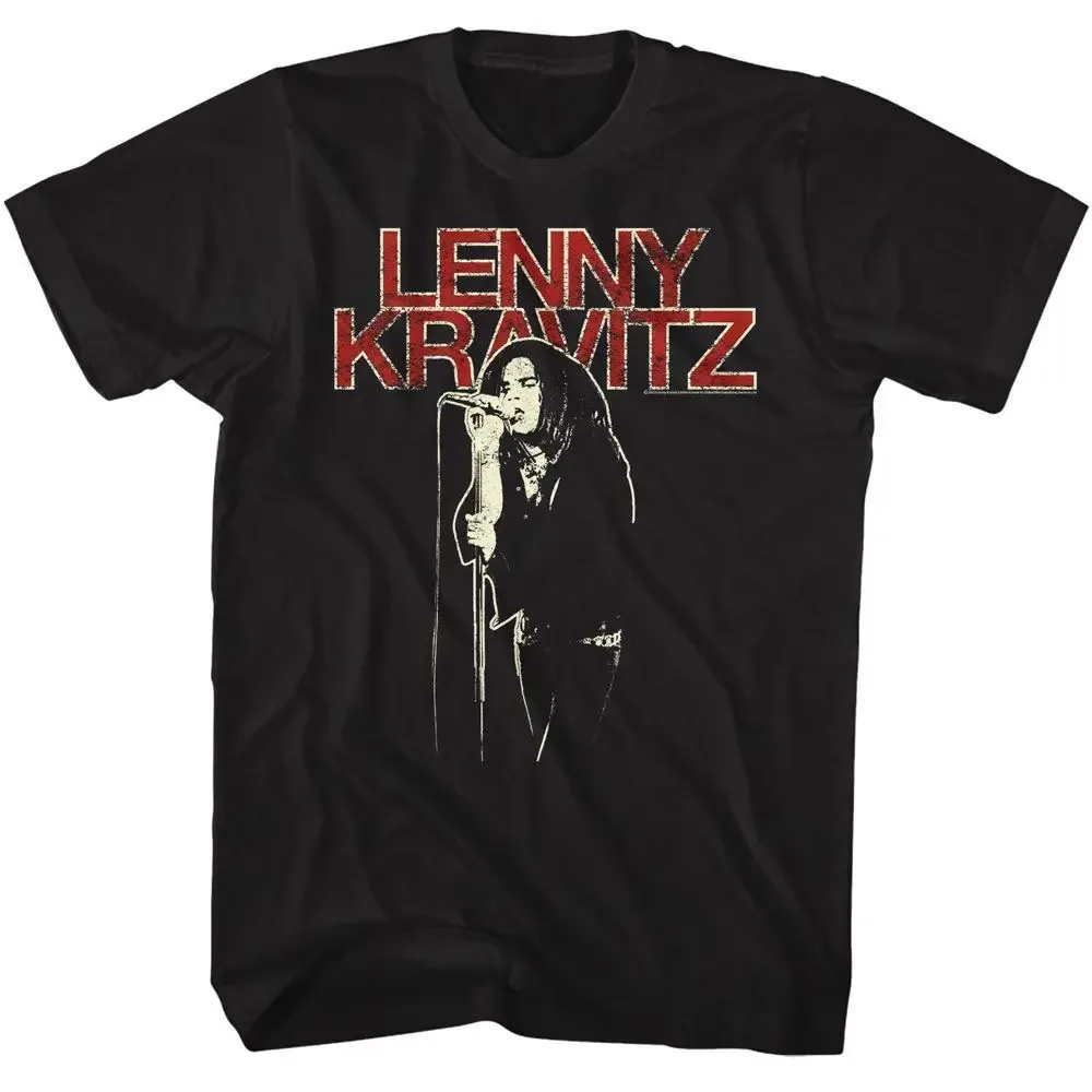 Lenny Kravitz Distress Text Black Music T Shirt