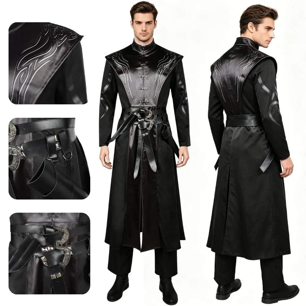 Disfraz de Fantasia Daemon Targaryen para hombre, uniforme con correa de cuero, trajes de juego de rol, ropa de disfraz para Halloween y Carnaval