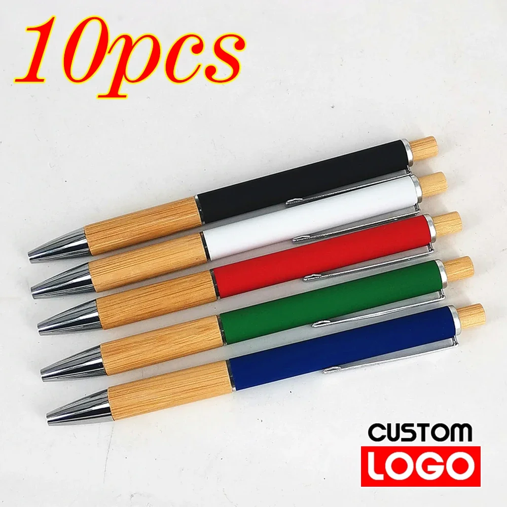 10pcs Student Gift Pen Custom LOGO Advertising Gel Pen Business Metal Ballpoint Pen Office Stationery Lettering Name Wholesale