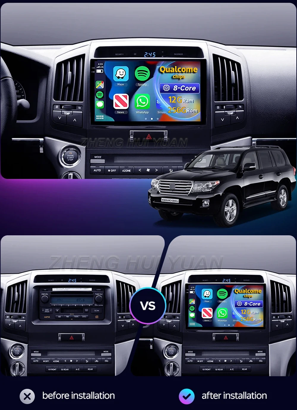 For Toyota Land Cruiser 11 200 2007 - 2015 Android 16 Car Radio Multimedia Player Android Auto Carplay Head Unit Navigation GPS