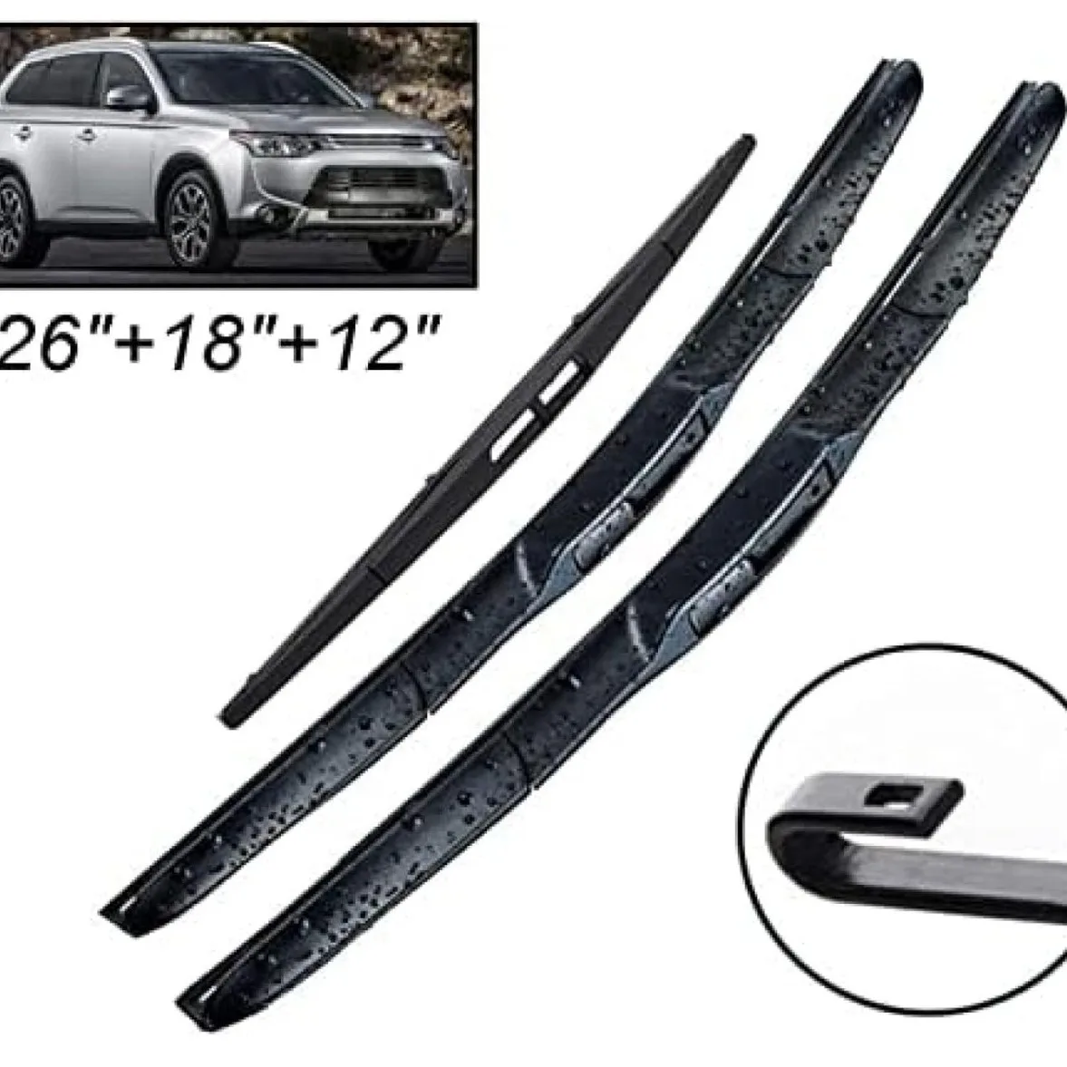 

Suitable for Mitsubishi Outlander 13-19 front and rear wiper kit windshield windshield three-section rain