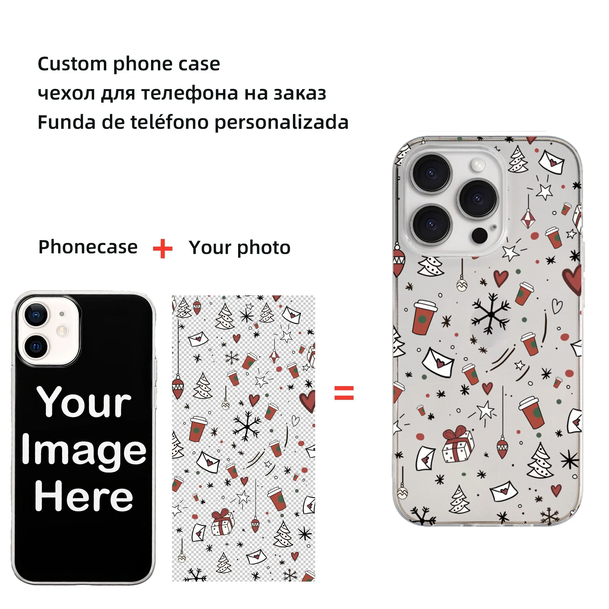 Customized transparent Soft Phone Case for iPhone 16 15 14 13 12 Pro Max Plus Hard or Soft Cover Personalized Design DIY Photo