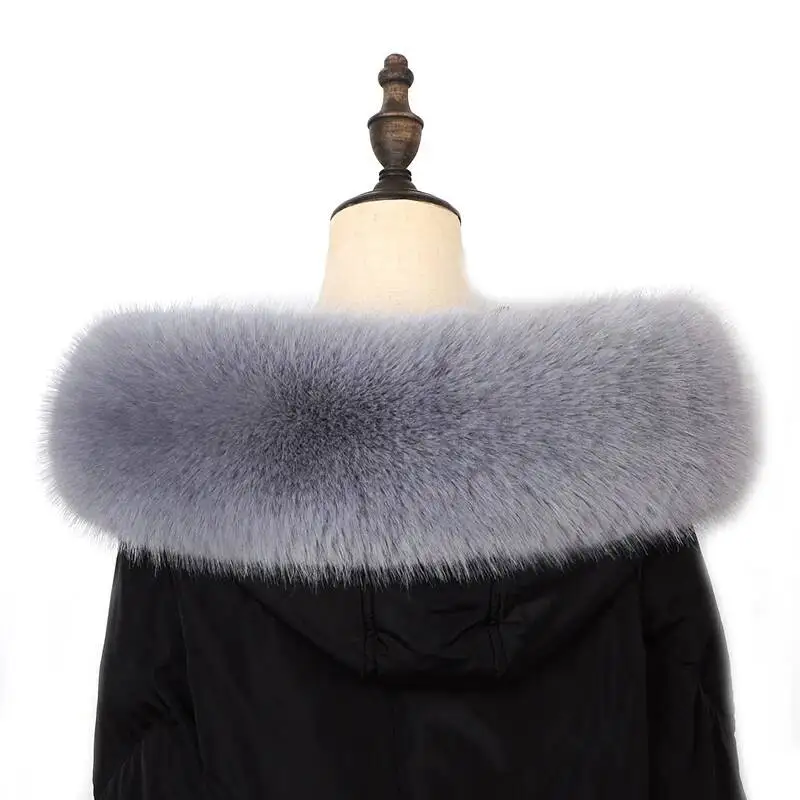 Winter Coat Fur Collar Faux Fur Trim Hoodie Fur For Hood Collar Decor Fake Fur Scarf Women Furry Scarves Shawl Detchable DIY view 3