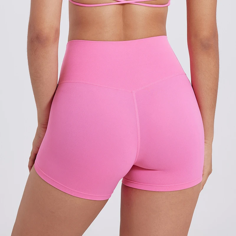 Pantalones cortos deportivos de cintura alta para mujer, mallas deportivas para Yoga y Fitness, Color sólido, para correr, hacer ejercicio, deportes en bicicleta