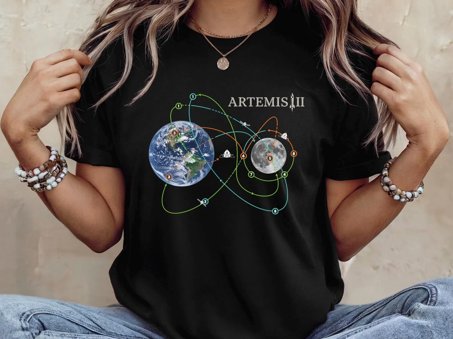 T-shirt Lanceur de fusée Artemis II 2026, Tee-shirt Mission Lune Future, Sweat à capuche Exploration spatiale, T-shirt en coton unisexe Cadeau scientifique