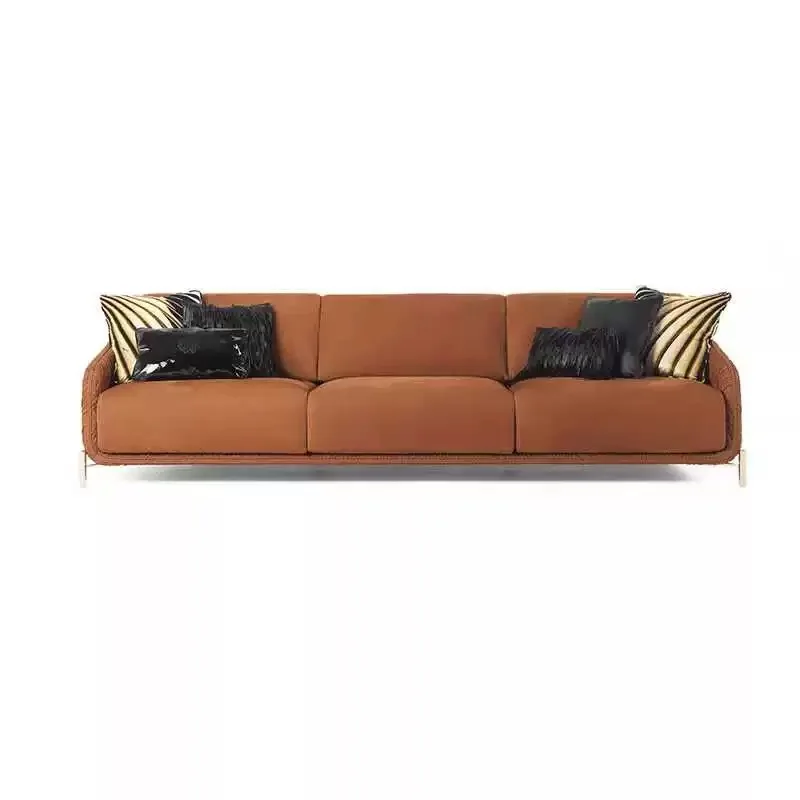 Italian light luxury sofa simple luxury matte leather high-end villa large flat sofa combination