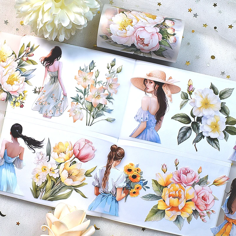 2/3m Cute Boys Girls Flower PET Tape Kawaii Japanese Washi Masking Tape Scrapbooking Adhesive Stickers DIY Journal Stationery