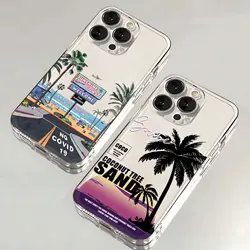 Summer Ins Coconut Tree Phone Case For OPPO Reno 12F 12 7 11 11F 10 2F 4 8 8T 8Z 7Z 7 6Z 6 5 F21 Pro Plus 4G 5G Clear Soft Cover