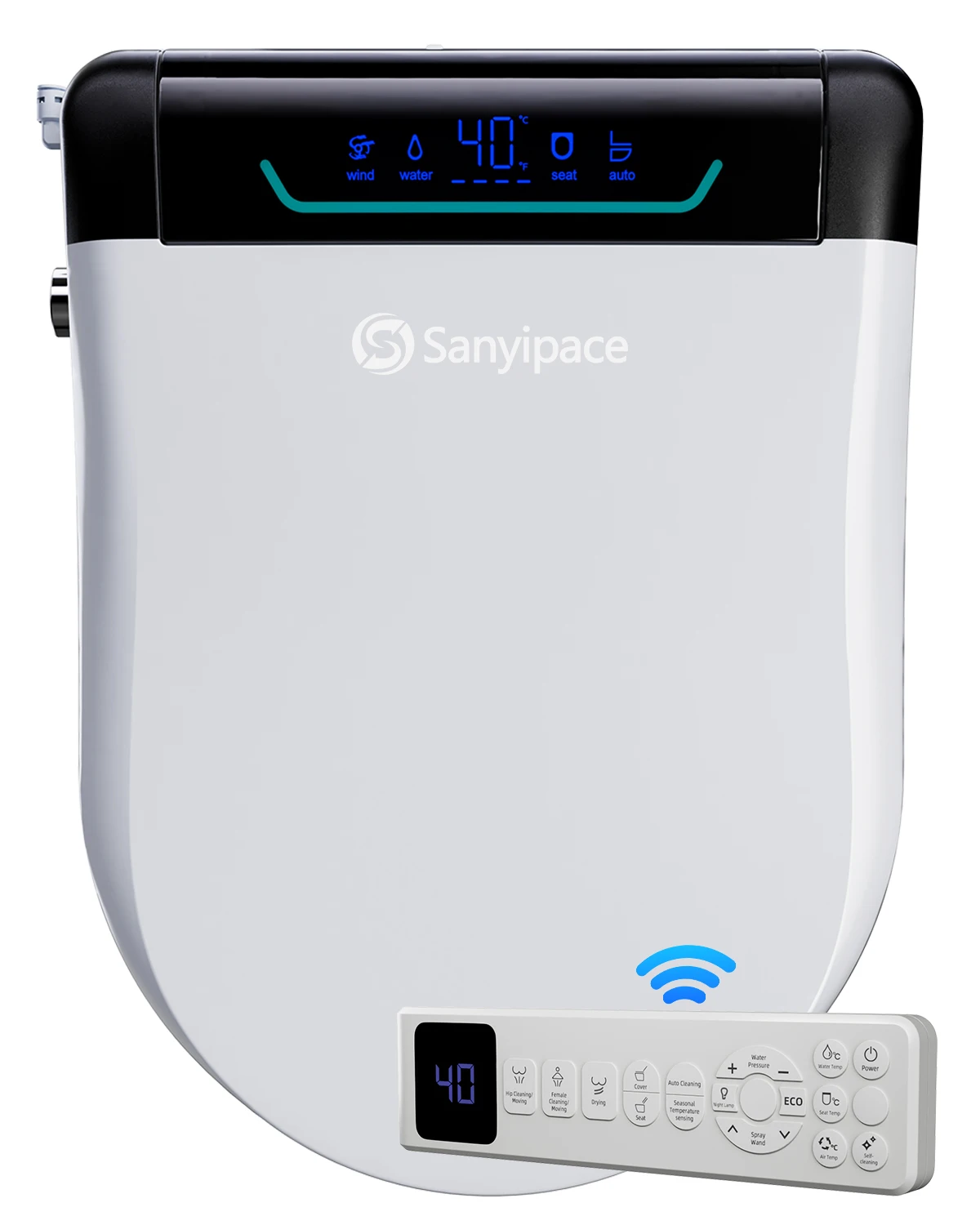 110V US Standard Smart Toilet Seat Bidet For Bathroom Fixtures Heated Seat Slow Close Bidet Warm Water Dryer Rear Front Wash with Remote Control