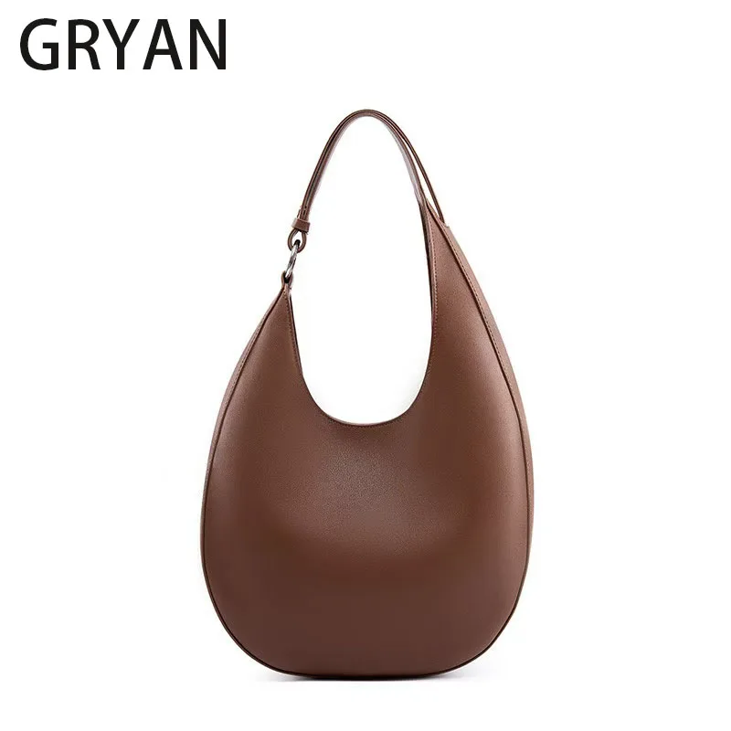 2024 Niche Design Alien Crescent Bag Semi-Circular Bag Single Shoulder Underarm Women's Bag Genuine Leather Crossbody Tote Bag