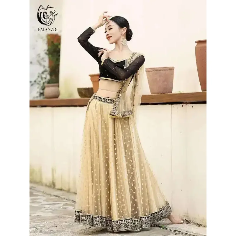 DY20New Yiman Abito da ballo indiano esotico Stile etnico Sciarpa di danza del ventre femminile Top Gonna altalena larga Lengha Set25