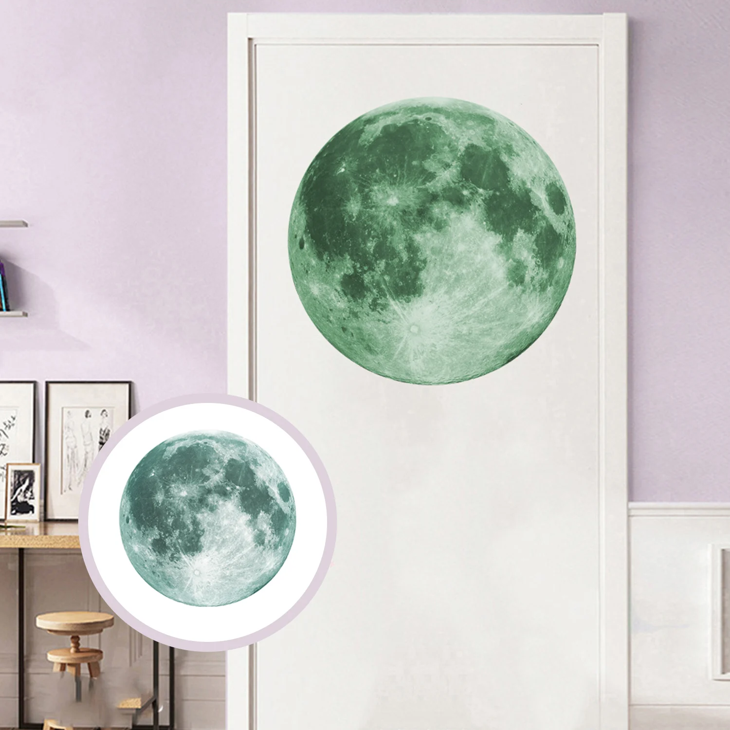 1 PC Hot Sale Luminous Moon Wall Sticker Glow In The Dark Fluorescent Sticker PVC Kids Room Wall Decorate Wallpaper