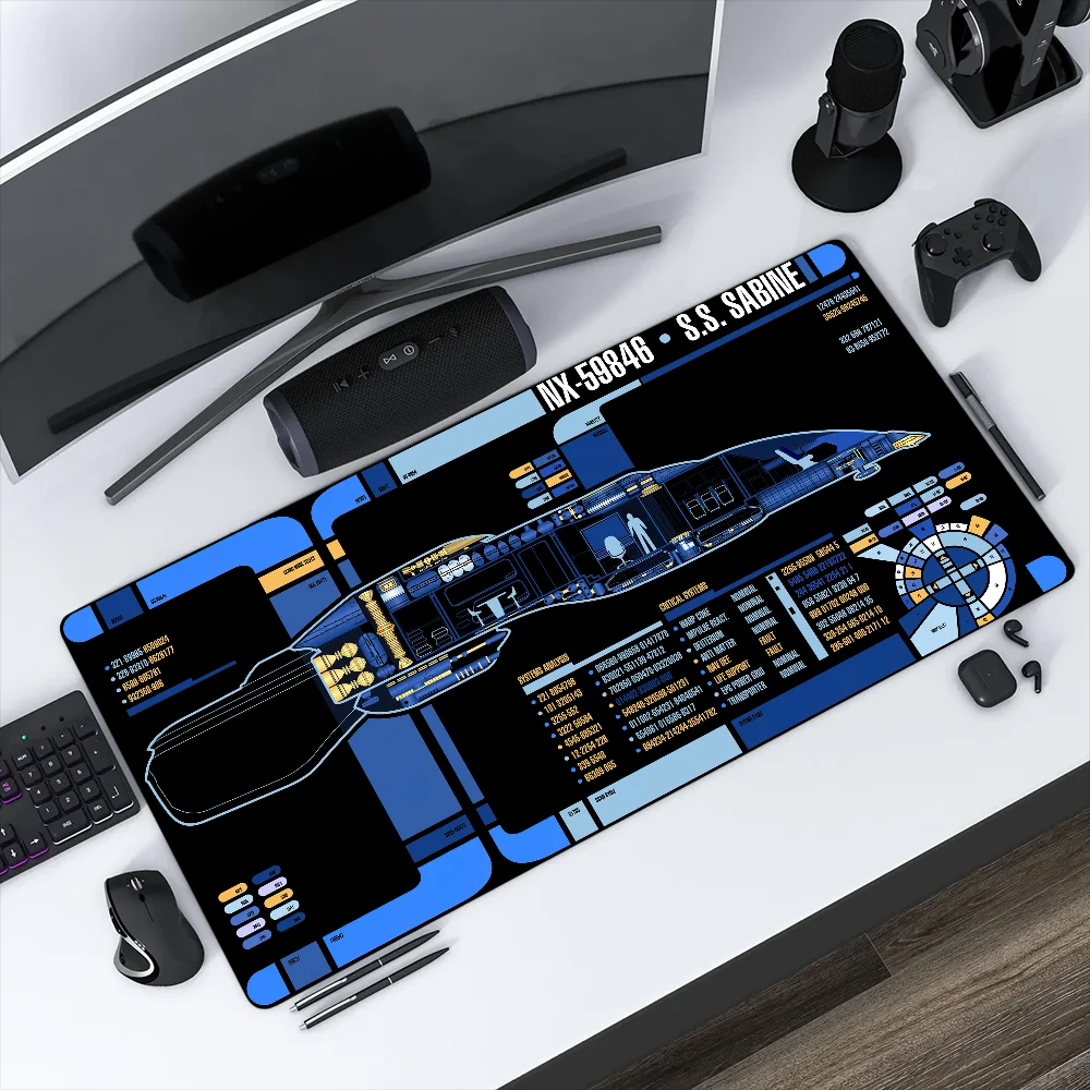 المركبة الفضائية مخطط المقصورة ستار T-Trek ماوس الوسادة عدم الانزلاق سميكة كبيرة الكتابة Lockedge مكتب طالب الألعاب وسادة ماوس الوسادة