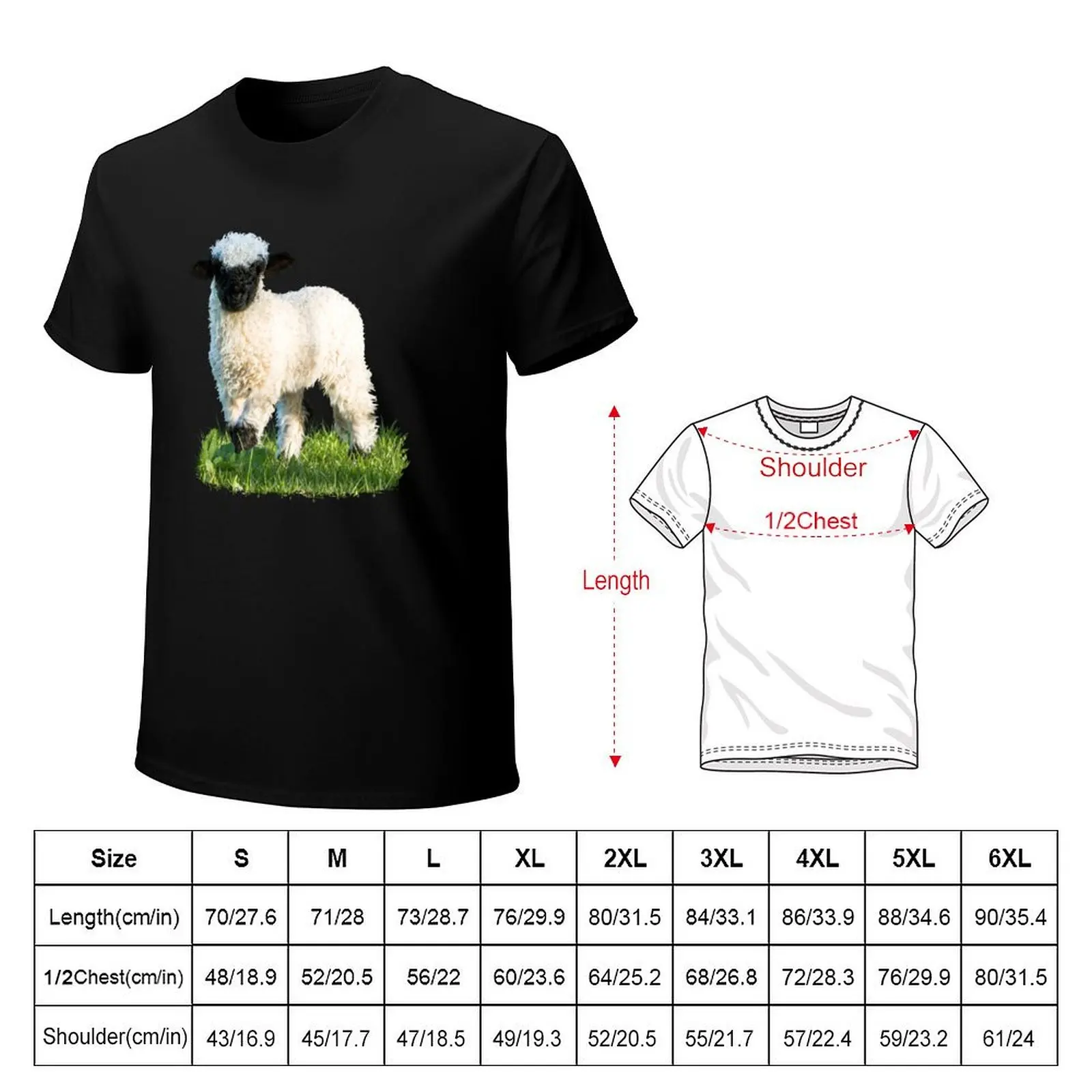 Valais Blacknose Lamb in a Meadow T-Shirt Novelty Graphic Tee Shirt