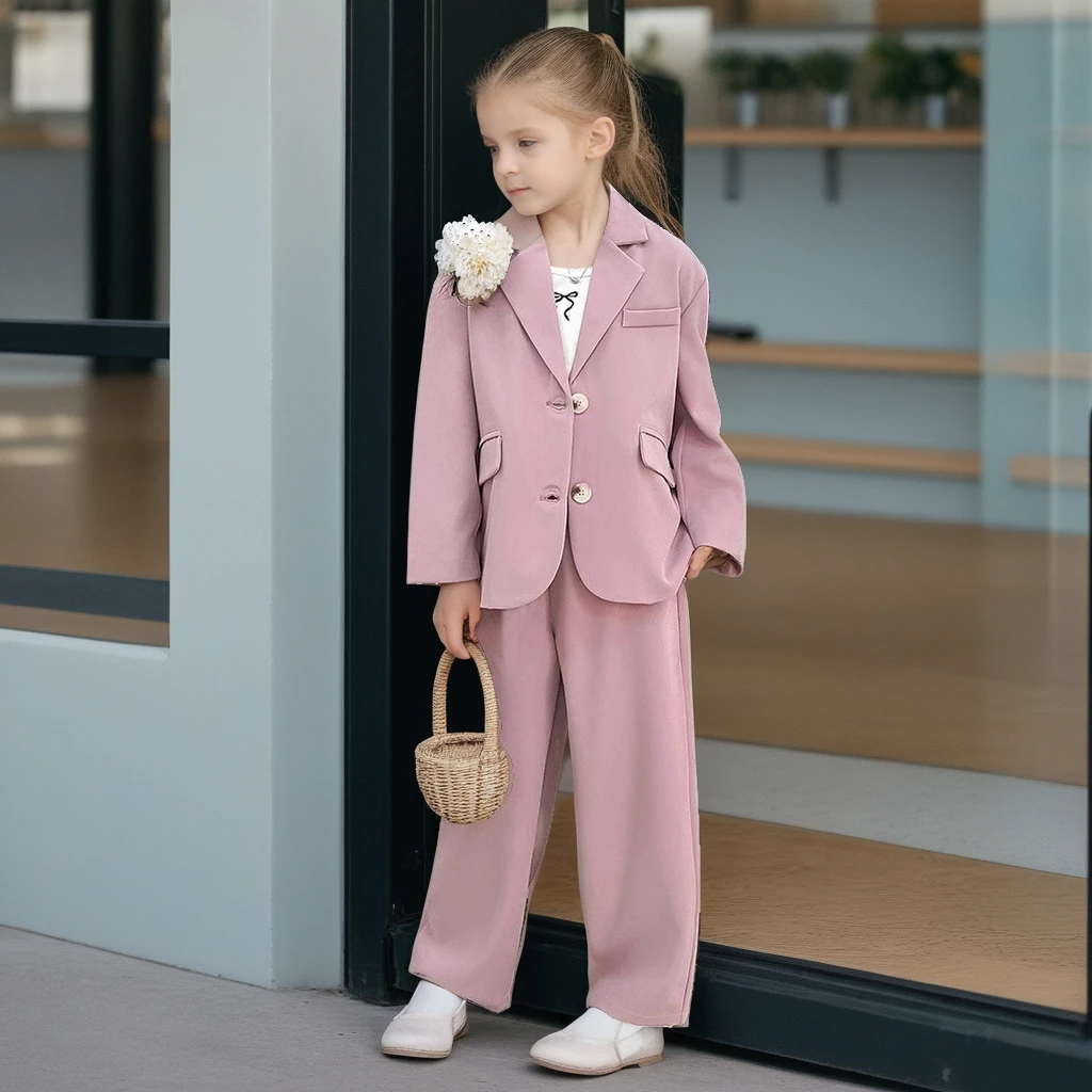 Formal Suit Child Spring Autumn 2026 New Casual Loose School Teenage Girls Costumes Fashion Blazer Two Pieces Kids Clothes Set