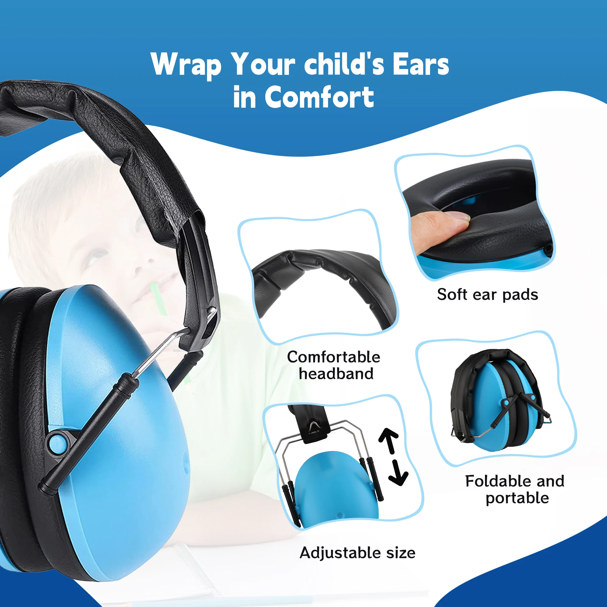 Kid Ear Protection Baby Noise Earmuffs Noise Reduction Ear Defenders earmuff for children Adjustable nrr 25db Safety Muffs