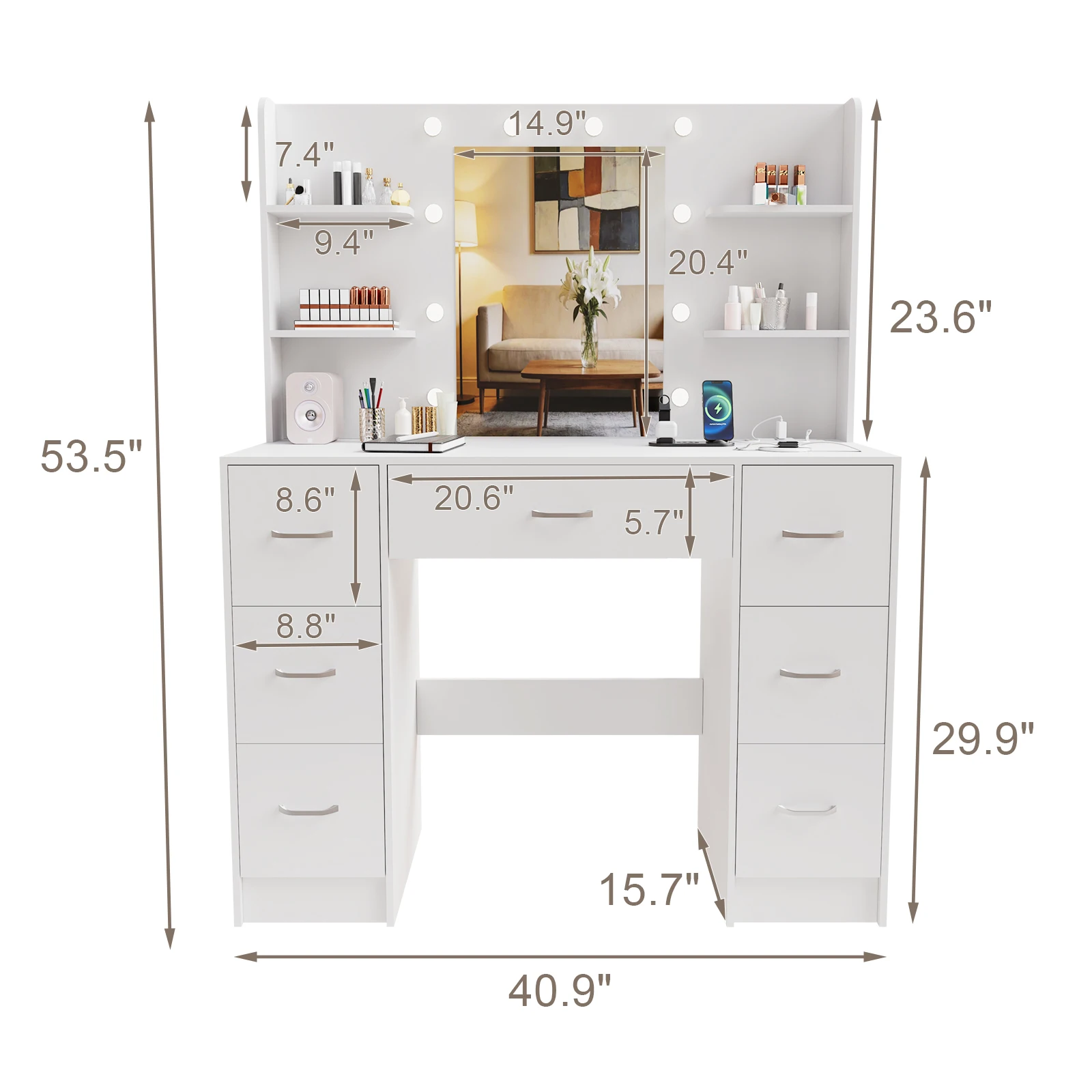 Large White Vanity Desk with L - Home Outlet Bathroom Vanity recension och pris