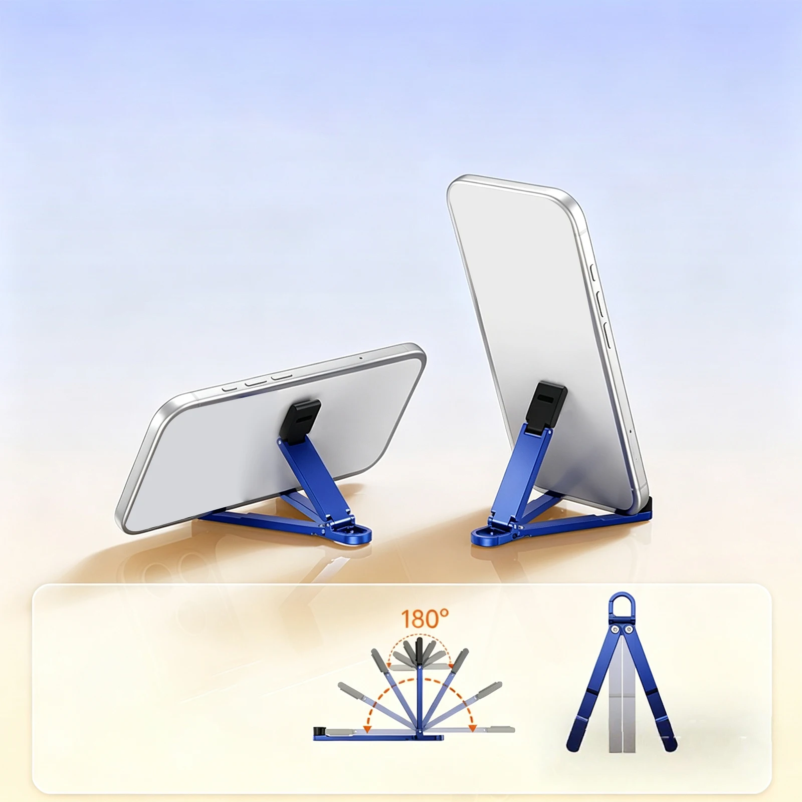 Mini Keychain Desktop Holder Aluminum Alloy Portable Cell Phone Stand Lightweight for All Mobile iPhone iPad Mini Tablet 4