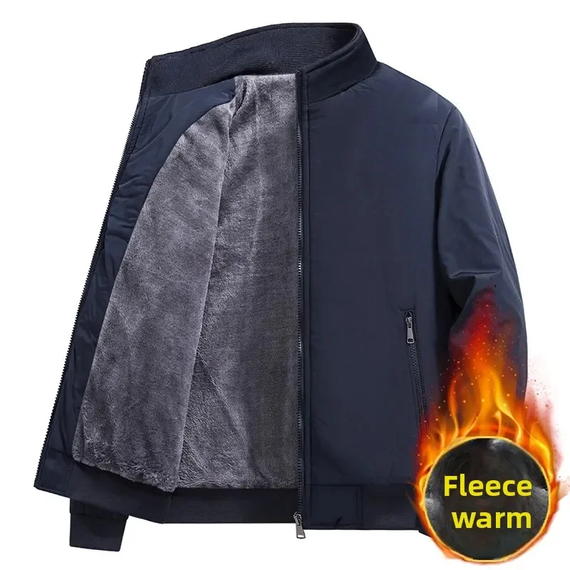 

Men's Winter Thickened Fleece Lined Warm Jacket Large Size Sheepskin Velvet Coat Regular Length Casual Men's Outerwear
