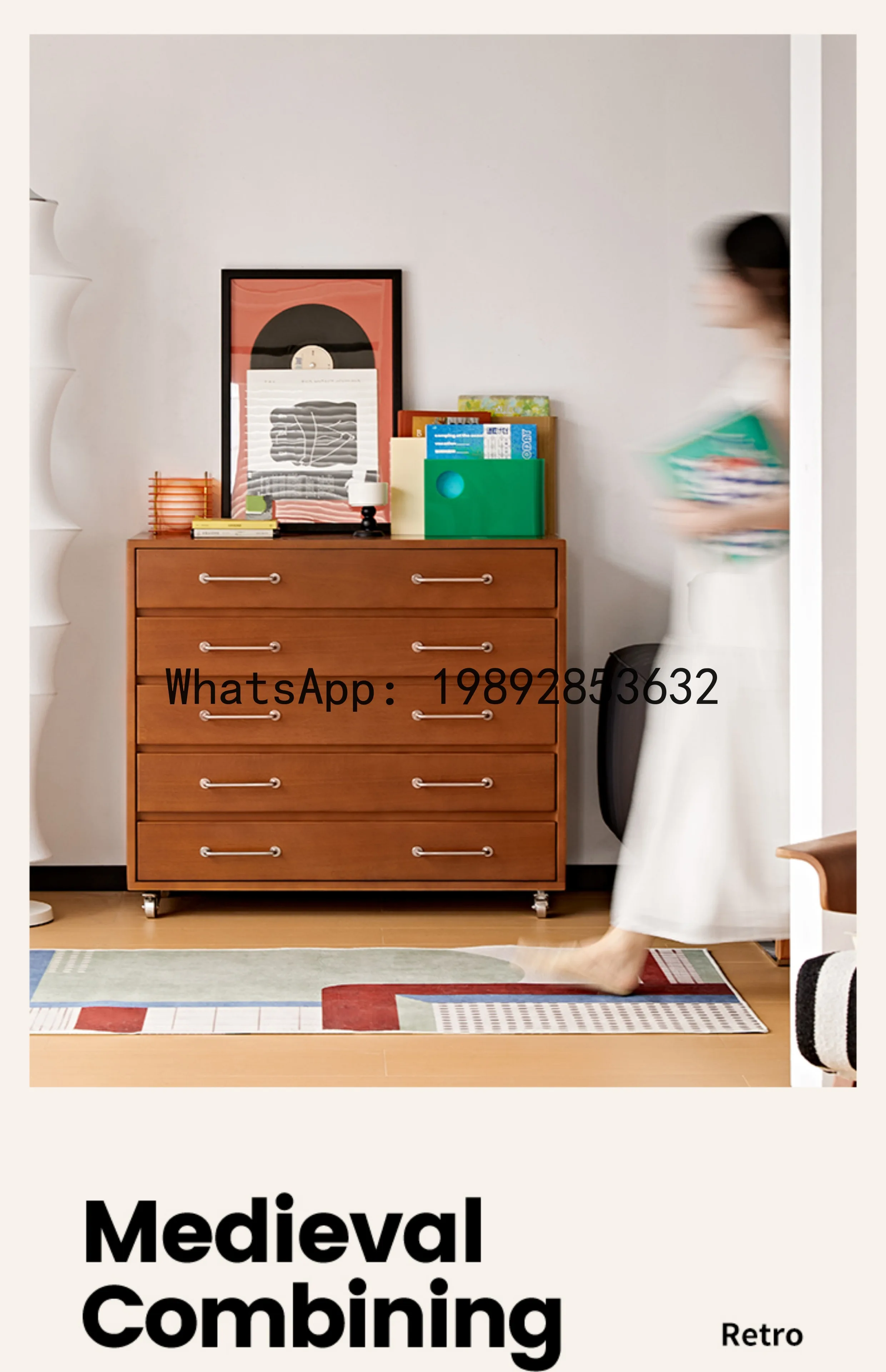 

solid wood retro chest of drawers large capacity storage living room storage bedroom bedside cabinet