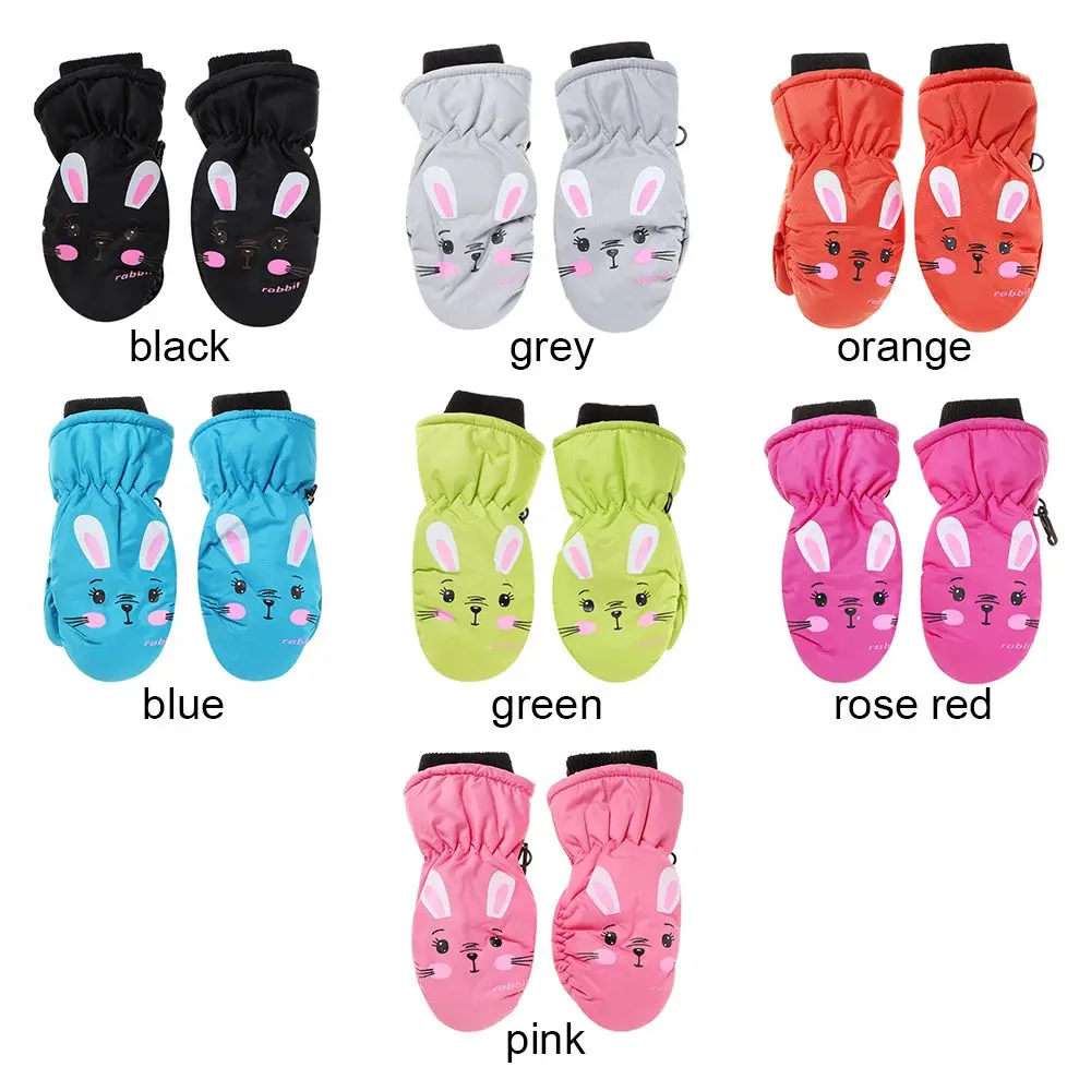 Winter Children Boys Girls Cartoon Rabbit Non-slip Thick Warm Kids Ski Gloves Waterproof Sports Mittens