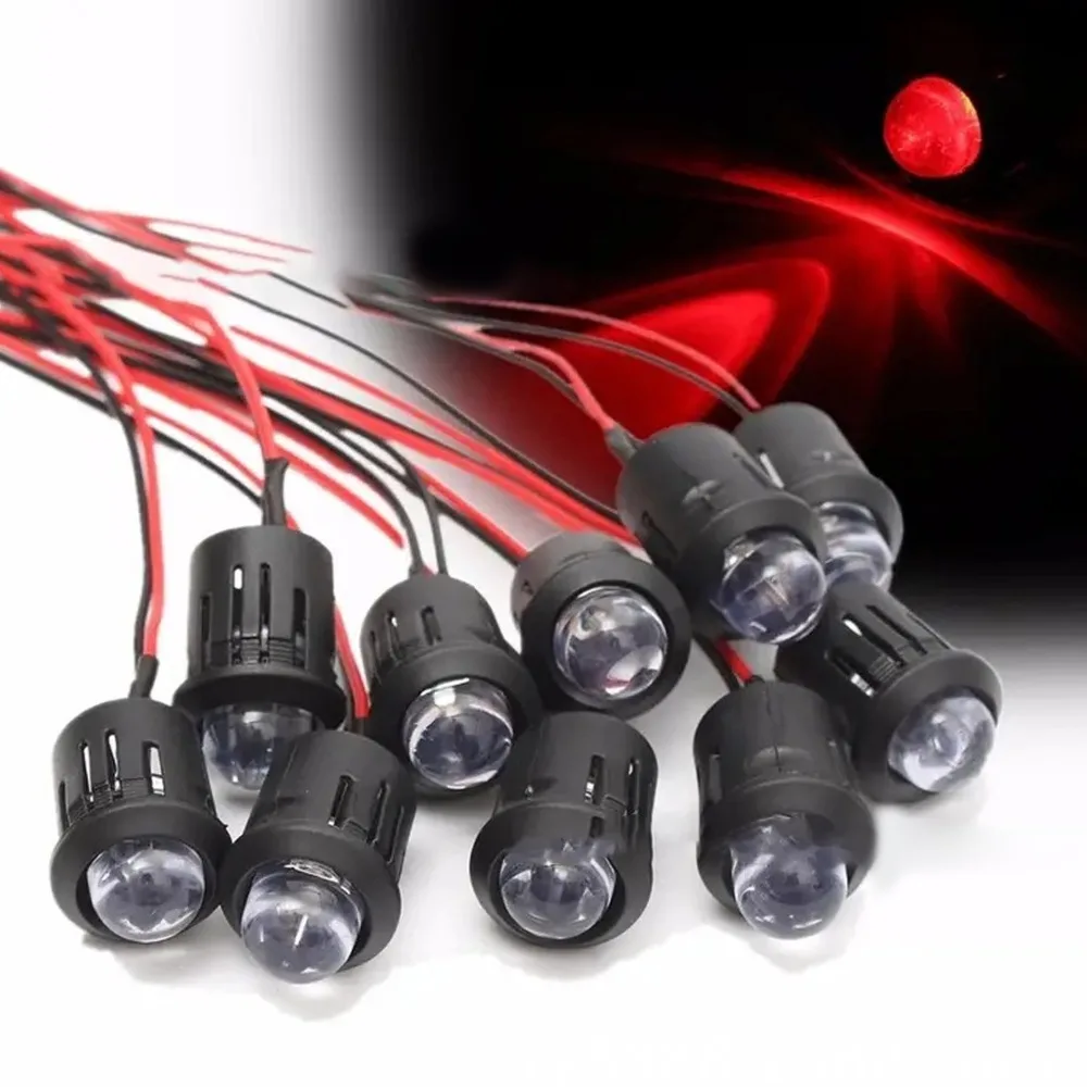 

10 шт., простая установка, 10 мм, светодиодная лампа, 12 В, прозрачная лампа для воды, светодиодный диод, контрольный световой индикатор, использование корабля