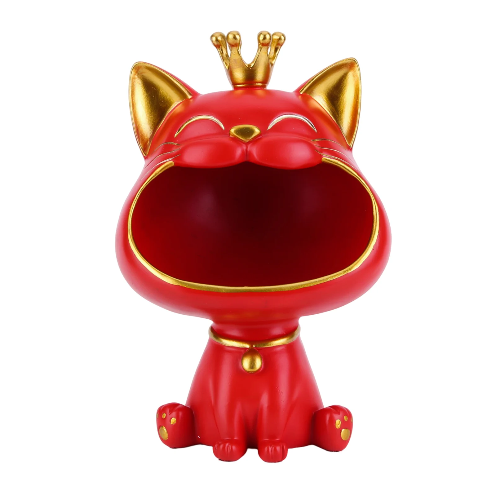

Коробка для хранения фигурок кошки, статуя Lucky Cat из смолы, украшение, креативная статуя кошки с большими ртами, аксессуары для настольного хранения