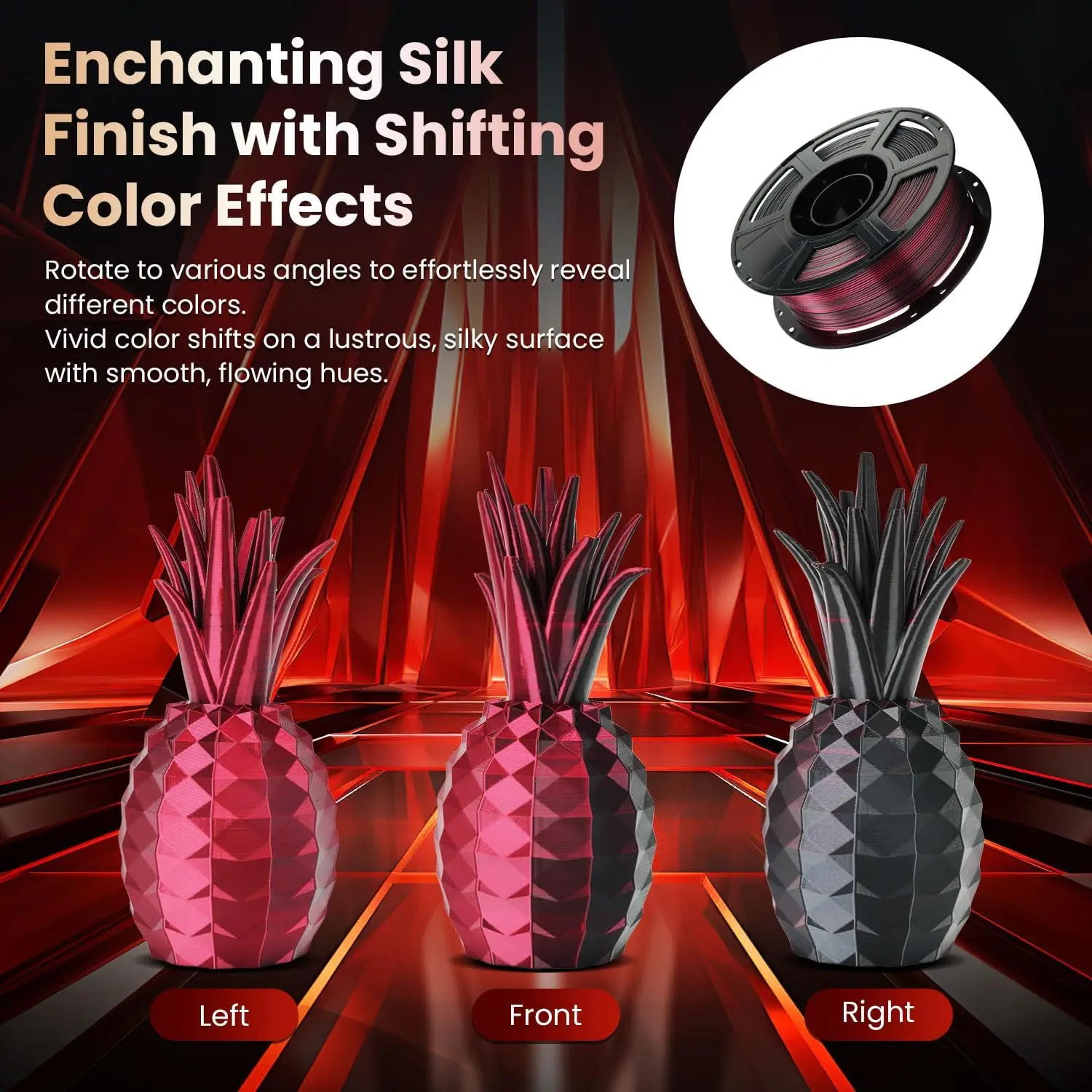 Silk Dual Color PLA Filament 1.75mm ±0.02mm Bicolor Two Tone 250g for 3D Printer