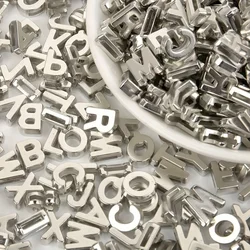 80Pcs Random Mix 26 English Letters Acrylic Silver Color Loose Beads for Jewelry Making DIY Name Bracelet Necklace Love Symbol