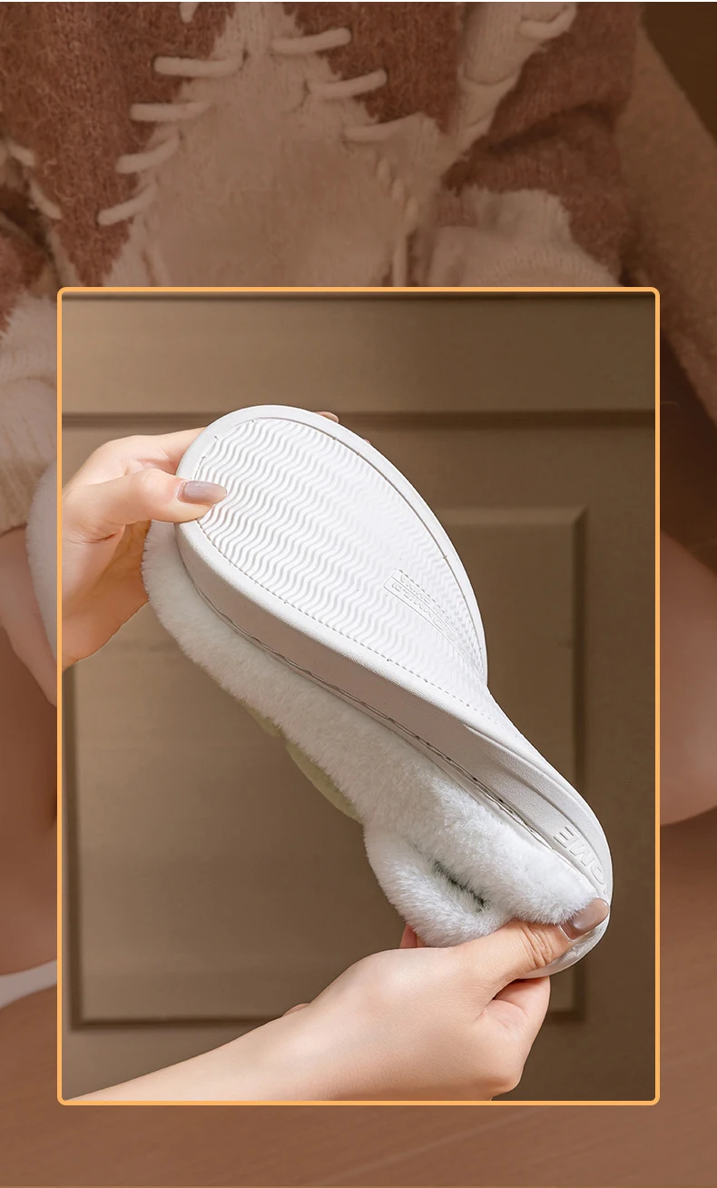 Winter-Plüsch-Hausschuhe für Damen und Herren – Hausschuhe mit dicker Sohle und rutschfester Unterseite, gemütliche, mit Fleece gefütterte Innenrutschen für zu Hause – Detail 8