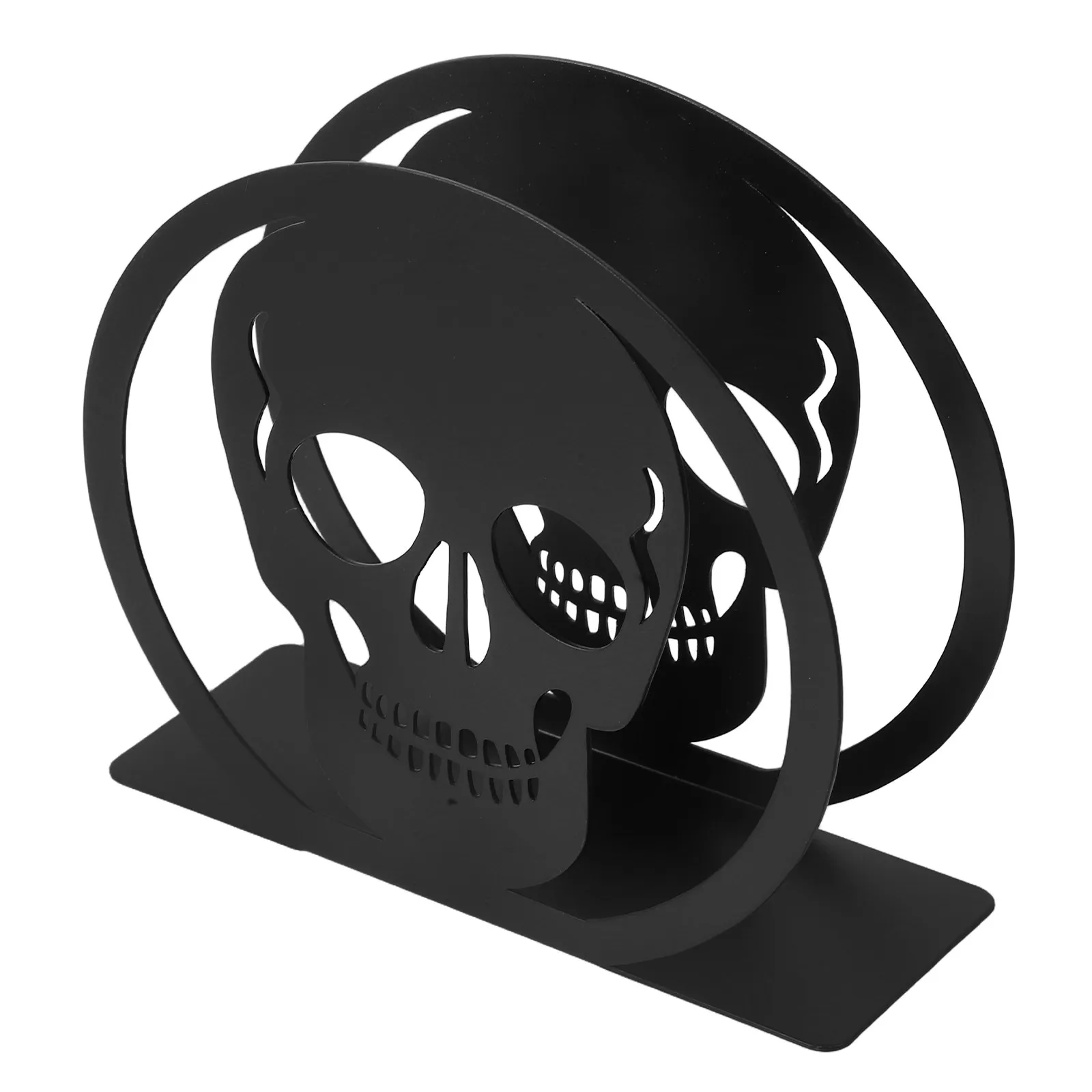 Halloween Skull Napkin Holder Black Metal Modern Kitchen Dining Table Decor Non Slip Feet Home Bar Party Accessory view 6