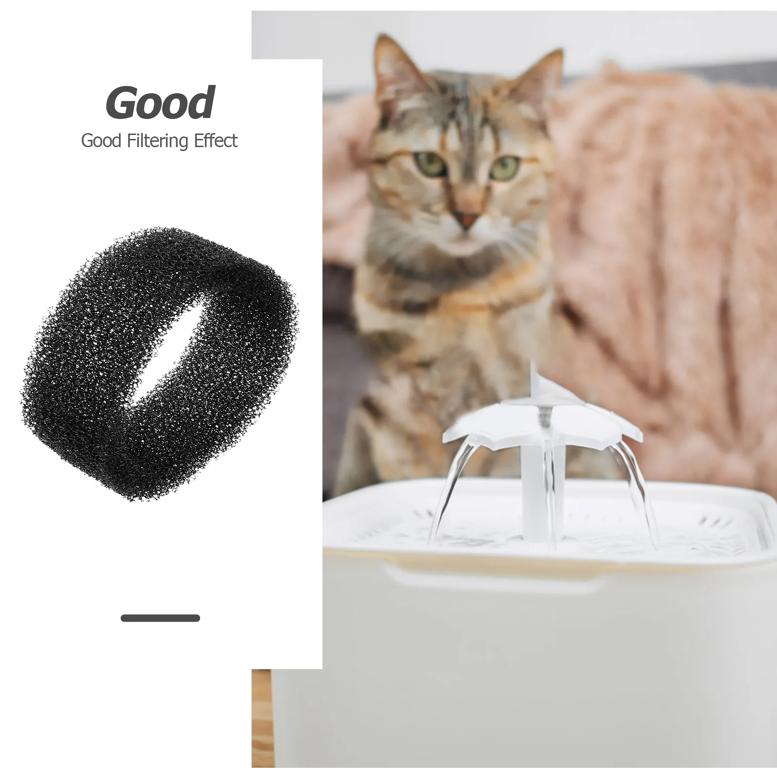 

12pcs Black Sponge Filters for Pet Water Fountain 84oz 2.5L Dog Cat Dispenser Long Lasting Efficient Pet Supplies