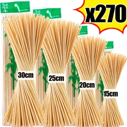 270-90Pcs Natural Bamboo BBQ Skewers Bamboo Sticks Disposable BBQ Kabob Skewers for Grilling Appetiser Barbecue 15/20/25/30cm