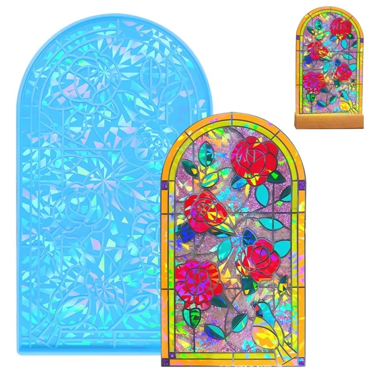 

Decorative Painting Mural Ornament Silicone Mold DIY Holographic Rose Pendant Desktop Display Resin Mold Home Handicrafts Tools