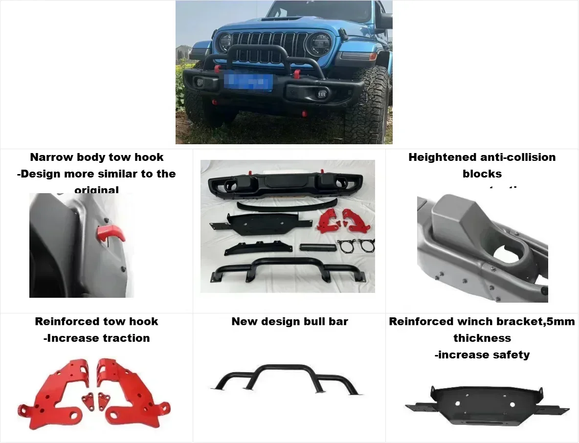 Aluminium Beschermende Voorbumper Auto Carrosserie Kits Voorbumper Achterbumper Voor Jeep Wrangler Jk 2007-2017 Jl