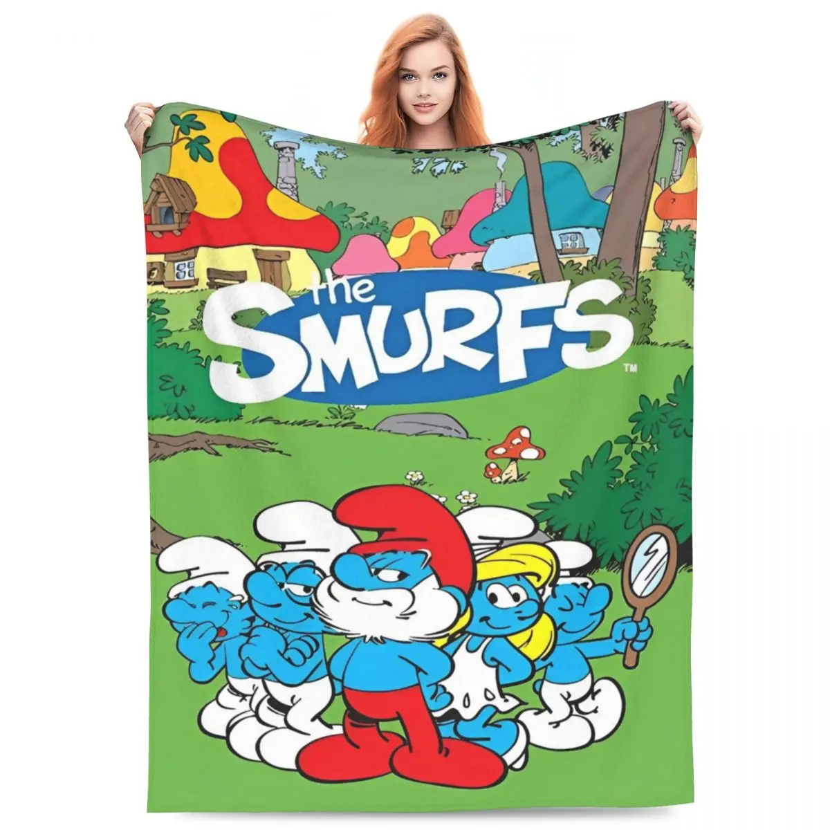 The S-Smurfs Blue Cartoon Anime Blanket Ultra-Soft Velvet Comfortable Gift Throw Blanket Quilt