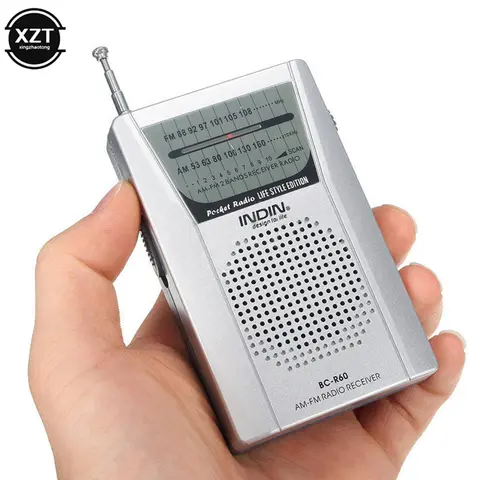 BC-R60 휴대용 라디오 텔레스코픽 안테나, 야외 스테레오 리시버, 스피커 포함, 미니 AM/FM 2 밴드