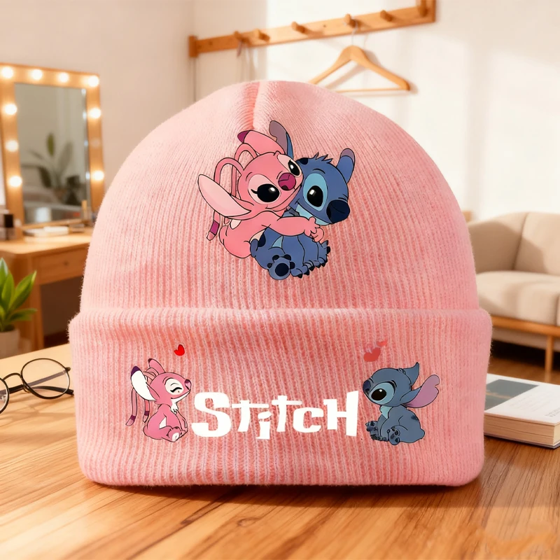 

Lilo&Stitch Children Knitted Hats Winter Outdoor Windproof Cold Proof Warm Hats Cartoon Pattern Hats Children's Birthday Gifts